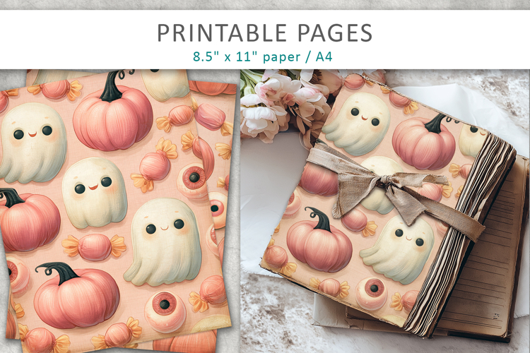 Cute Halloween Junk Journal Backgrounds, craft paper