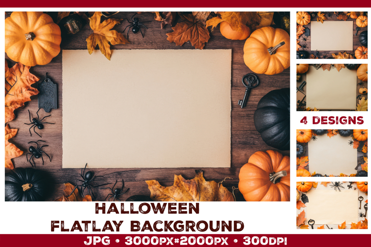 Halloween Wood Background Mockup. Halloween flat lay mockup