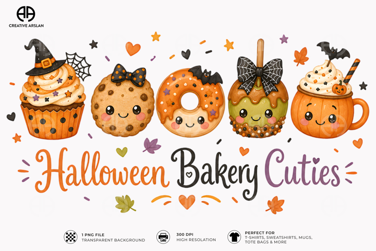 Halloween Bakery Cuties Clipart PNG | Pumpkin Fall Design