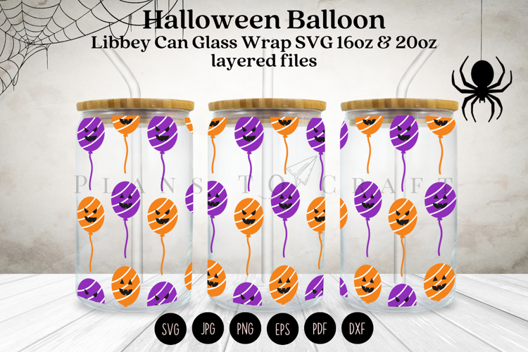 Balloon Halloween Libbey Glass Can Wrap SVG