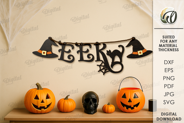 Halloween Banner Laser Cut. Halloween Wall Decor SVG