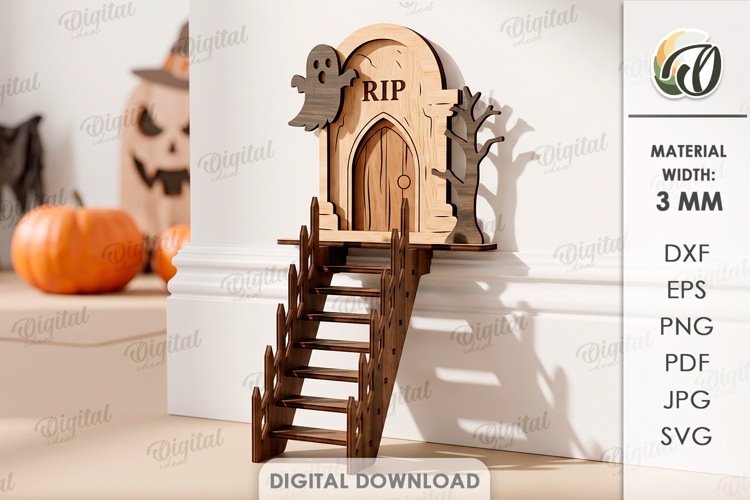 3D Halloween Baseboard Door Laser Cut. Halloween Decor SVG