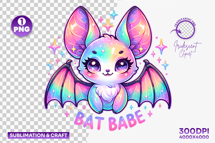 Halloween Bat Babe Cute Bat Clipart PNG Sublimation Design