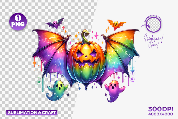 Halloween Bat Cute Ghost Clipart PNG Sublimation Design