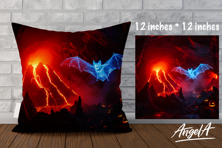 Halloween Pillow cover sublimation, Fantasy Bat ghost PNG