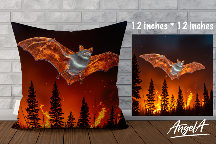 Fantasy Square Pillow cover sublimation, flying bat