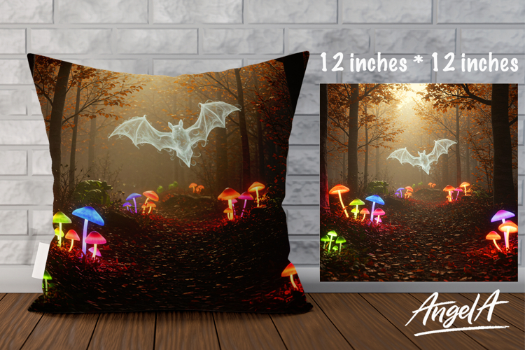 Fantasy Square Dark Pillow cover sublimation, flying bat