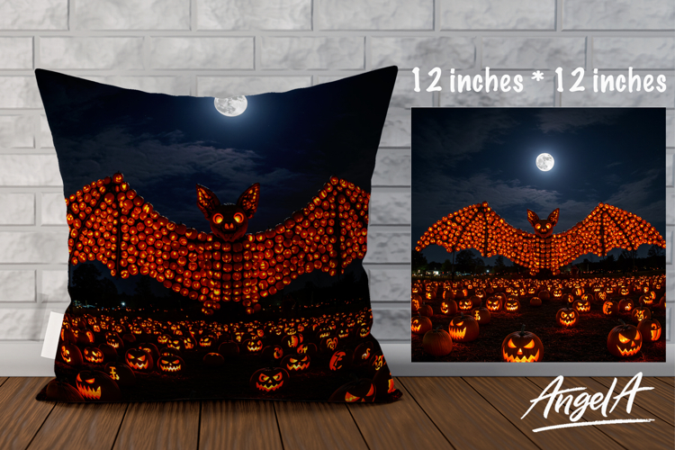 Halloween Pillow cover sublimation, Horror Fantasy Bat PNG
