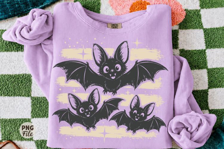 Halloween Bats Stripes PNG, Distressed Fall Shirt Design