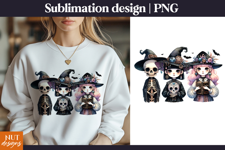 Gothic Halloween Witches PNG Halloween tshirt design