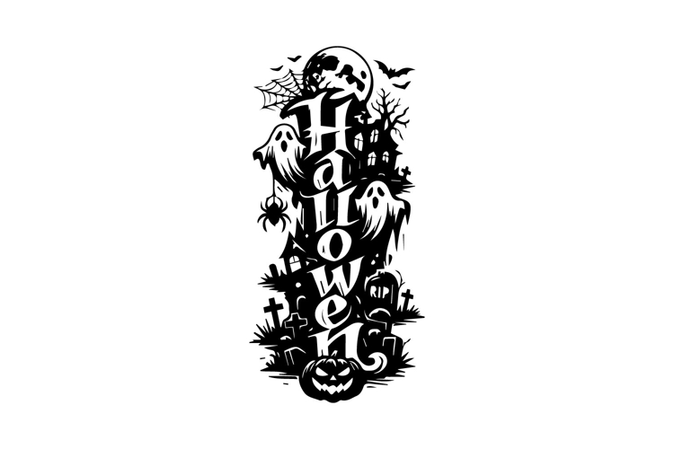 Halloween Black and White Typography Vertical Design