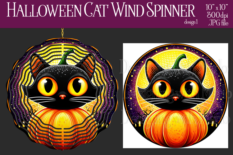 Halloween Wind Spinner, Sublimation Black Cat Spinner, w1