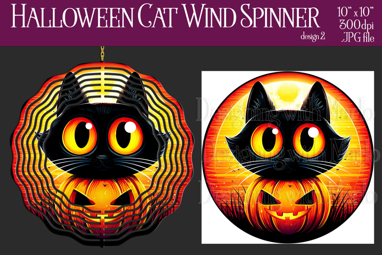Halloween Wind Spinner, Sublimation Black Cat Spinner, w2