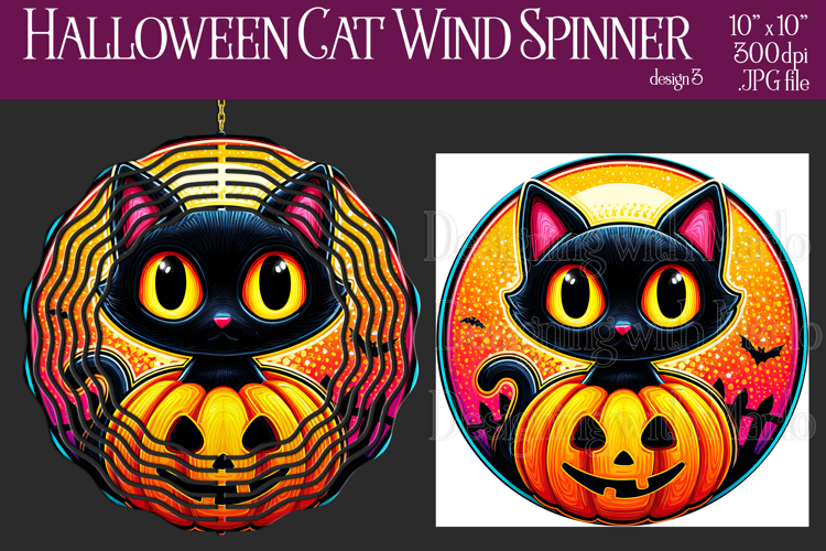 Halloween Wind Spinner, Sublimation Black Cat Spinner, w3