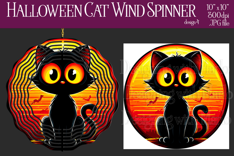 Halloween Wind Spinner, Sublimation Black Cat Spinner, w4