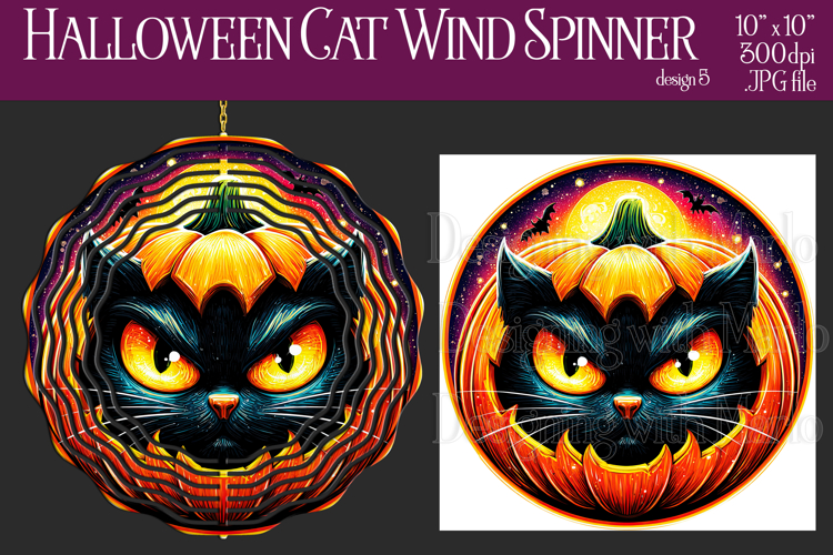 Halloween Wind Spinner, Sublimation Black Cat Spinner, w5