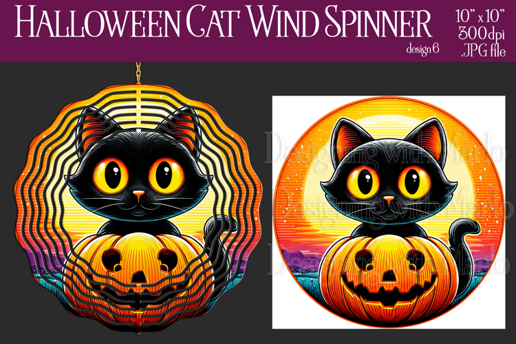 Halloween Wind Spinner, Sublimation Black Cat Spinner, w6