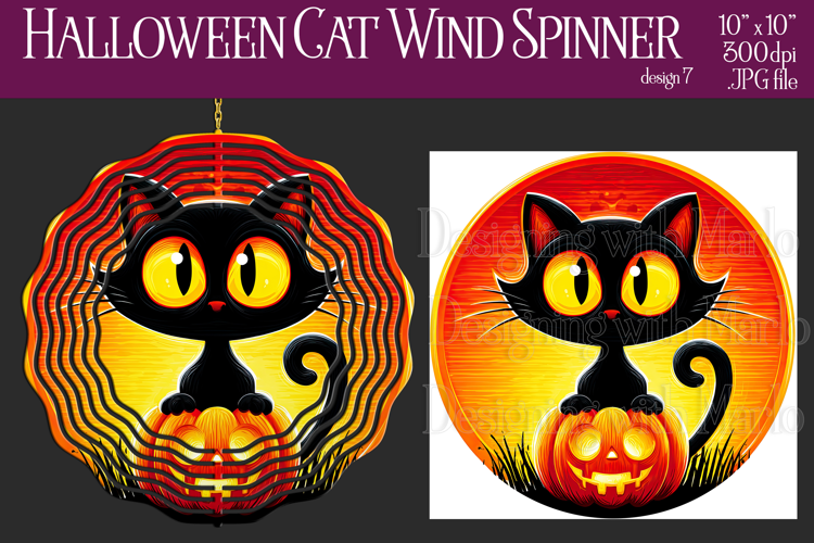 Halloween Wind Spinner, Sublimation Black Cat Spinner, w7