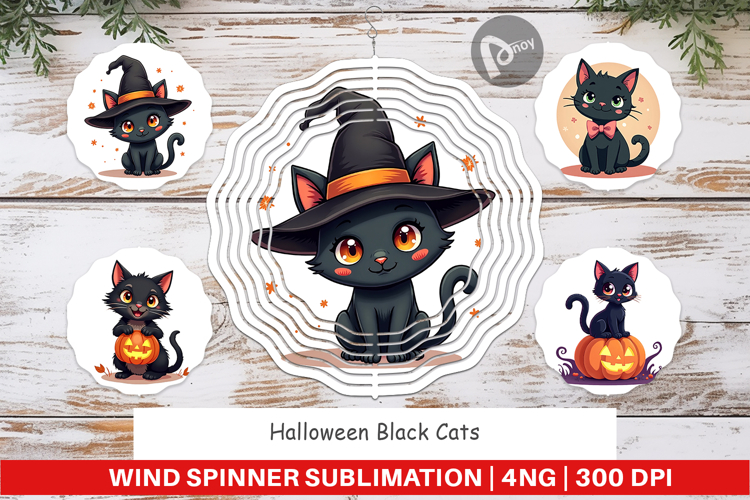 Wind Spinner Black Cats