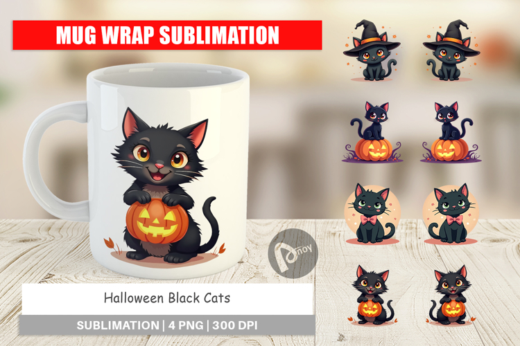 Mug Wrap Black Cats