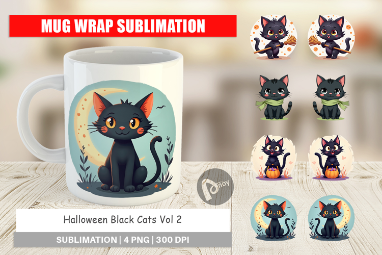 Mug Wrap Black Cats