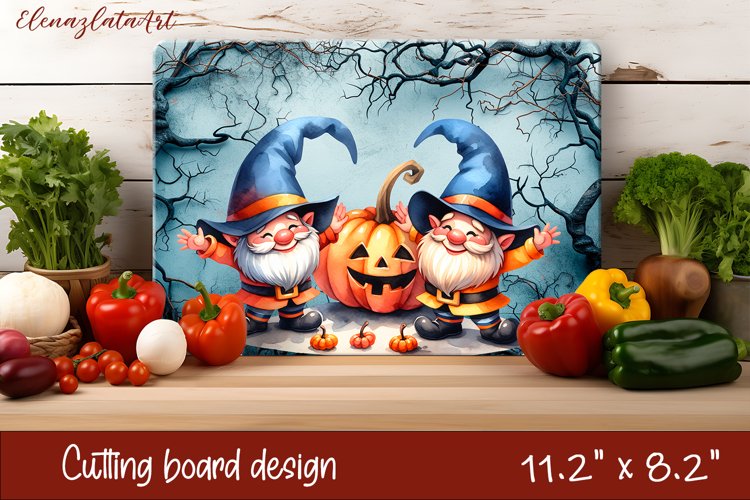 Halloween Cutting Board | gnome dances with ghost