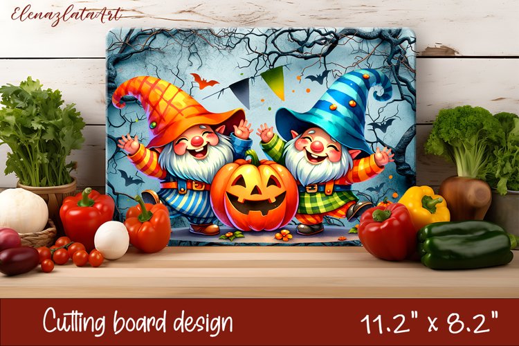Halloween Cutting Board | gnome dances with ghost