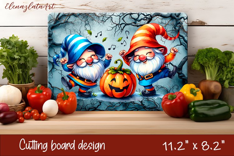 Halloween Cutting Board | gnome dances with ghost