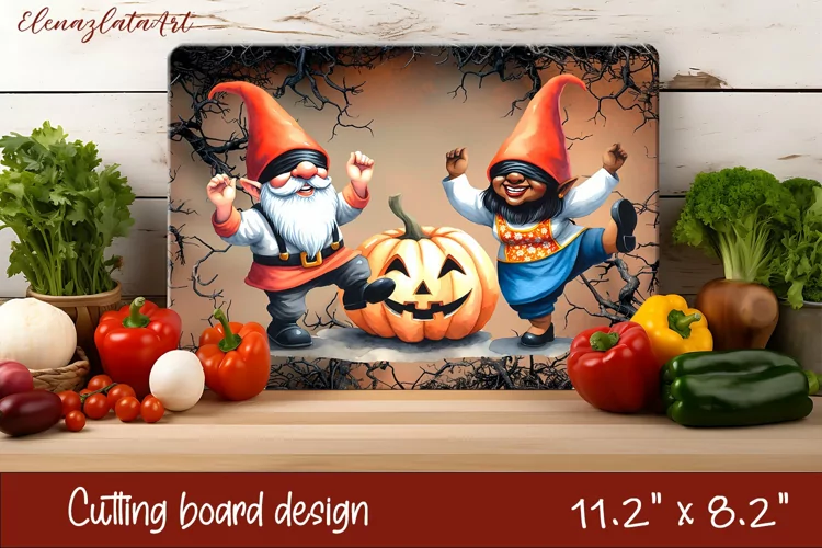 Halloween Cutting Board | gnome dances with ghost