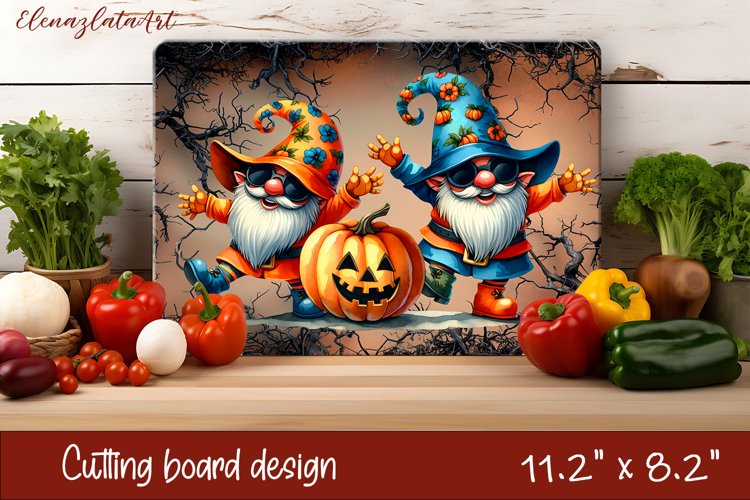 Halloween cutting board gnome dances with ghost 4655505 