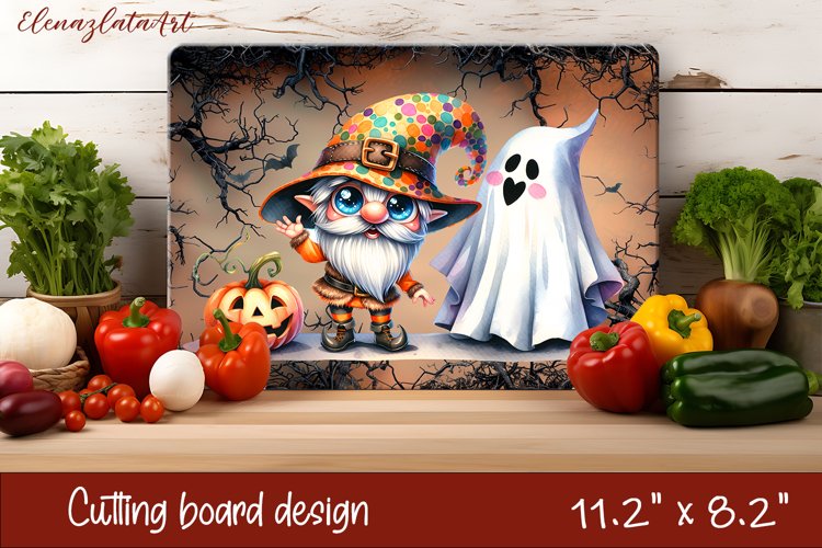 Halloween cutting board gnome dances with ghost 4655529 