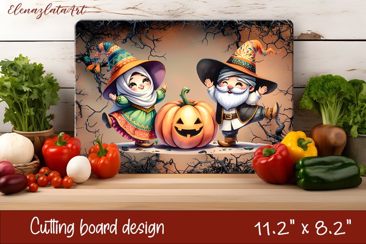 Halloween Cutting Board | gnome dances with ghost