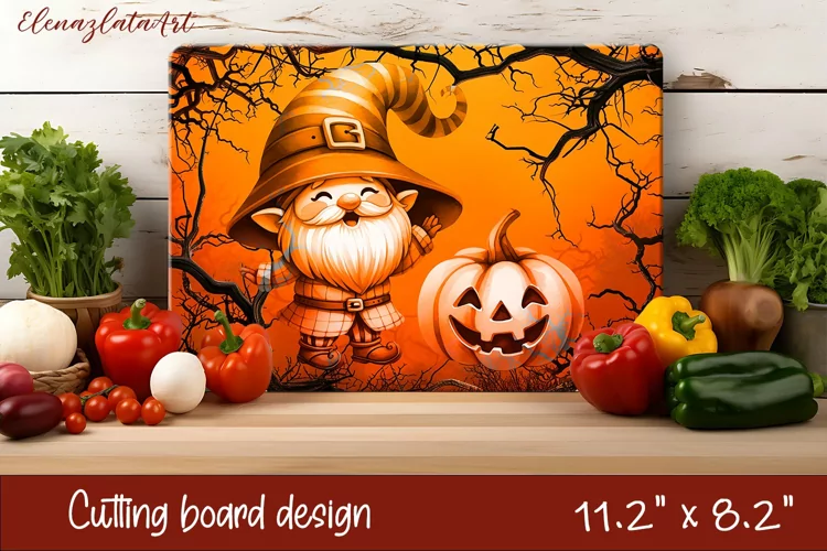 Halloween Cutting Board | gnome dances with ghost