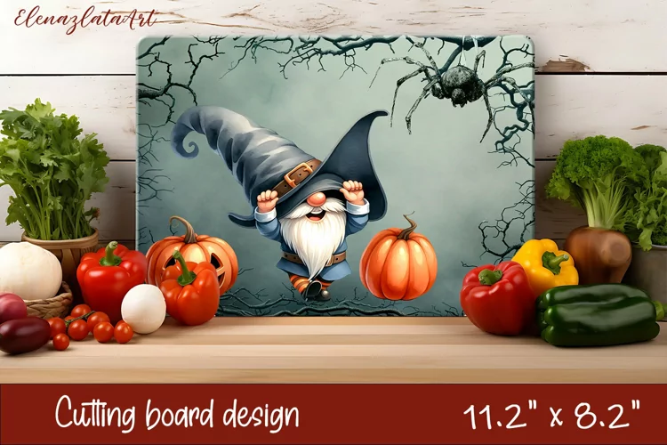 Halloween Cutting Board | gnome dances with ghost