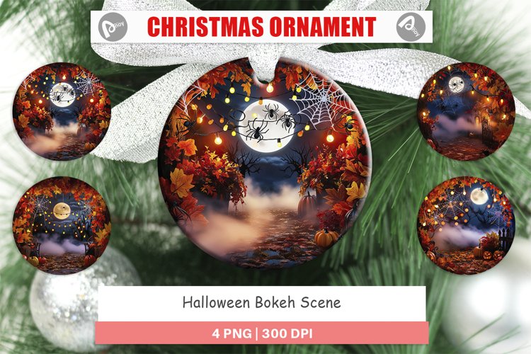 Christmas Ornaments Halloween Bokeh Scene