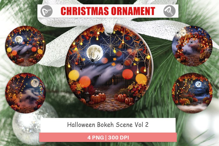 Christmas Ornaments Halloween Bokeh Scene
