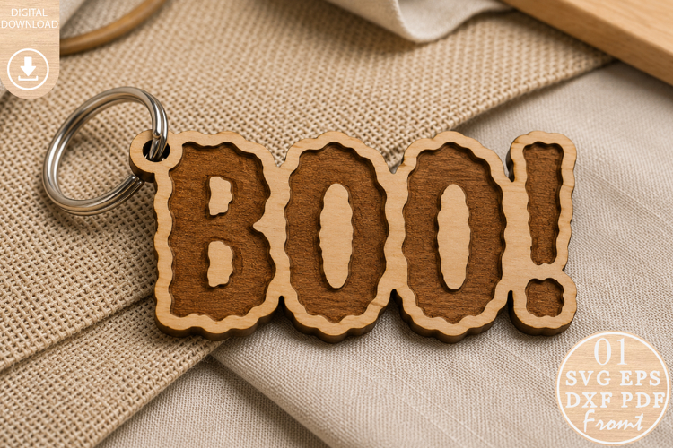 Halloween Boo! Keyring Laser Cut SVG