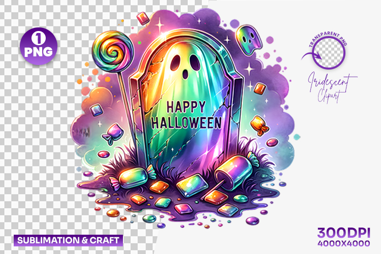 Halloween Boo Pastel Ghost Candy Clipart PNG Sublimation