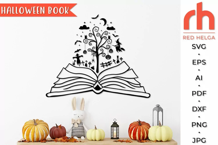 Halloween Book SVG, Librarian Cut File, Halloween Design DXF
