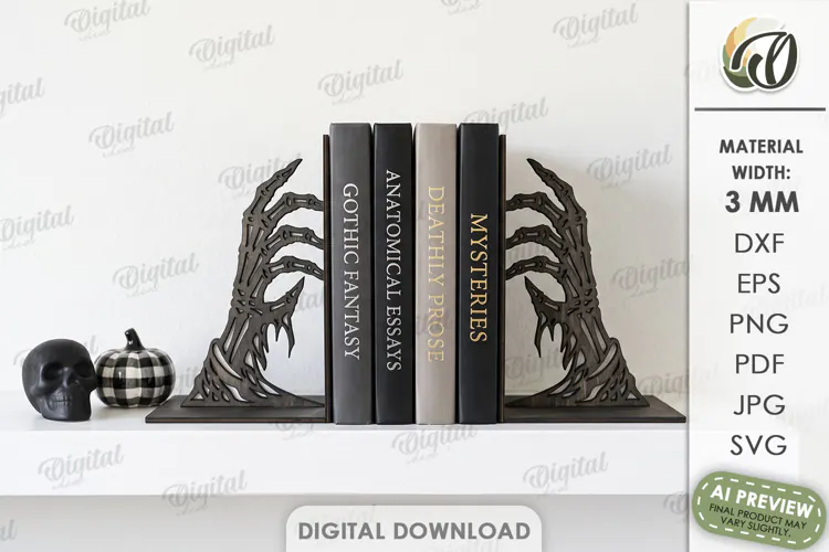 Halloween Bookend Laser Cut. Gothic Bookshelf Decor SVG