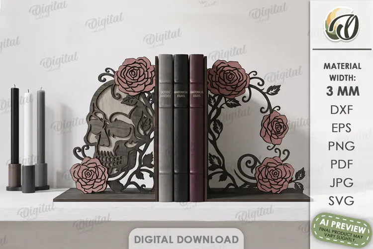 Halloween Bookend Laser Cut. Gothic Bookshelf Decor SVG