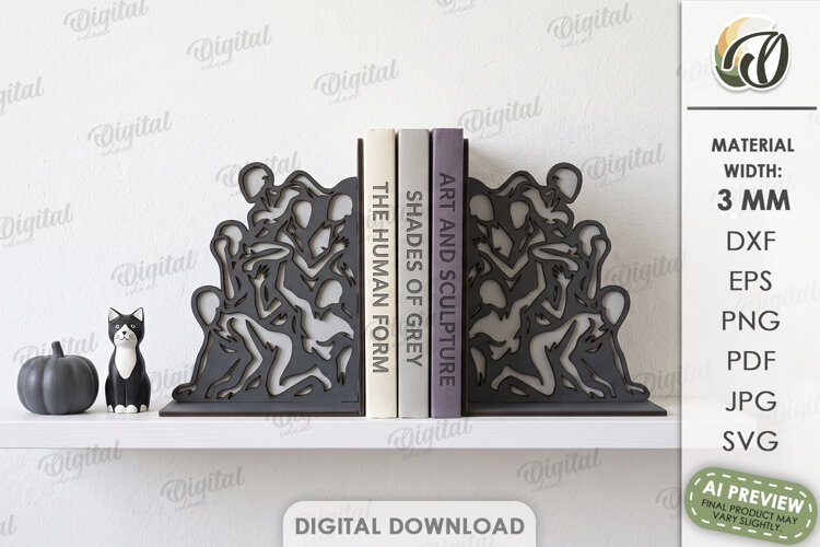 Halloween Bookend Laser Cut. Gothic Bookshelf Decor SVG example image 1