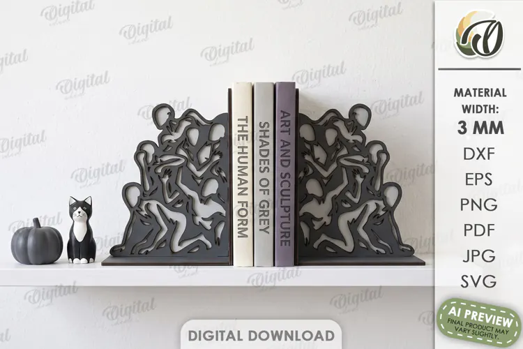 Halloween Bookend Laser Cut. Gothic Bookshelf Decor SVG