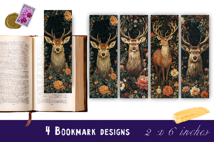 Christmas Bookmark PNG, Christmas Deer Bookmark Printable