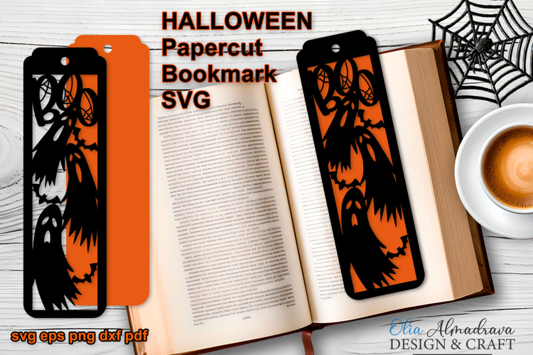 HALLOWEEN Bookmark Papercut Template|Bookmark ghost svg