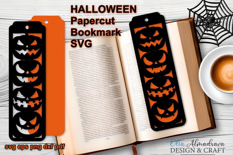 HALLOWEEN Bookmark Papercut Template|Bookmark pumpkin Jack