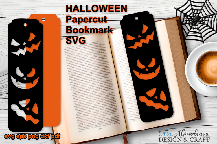 HALLOWEEN Bookmark Papercut Template|Bookmark pumpkin face