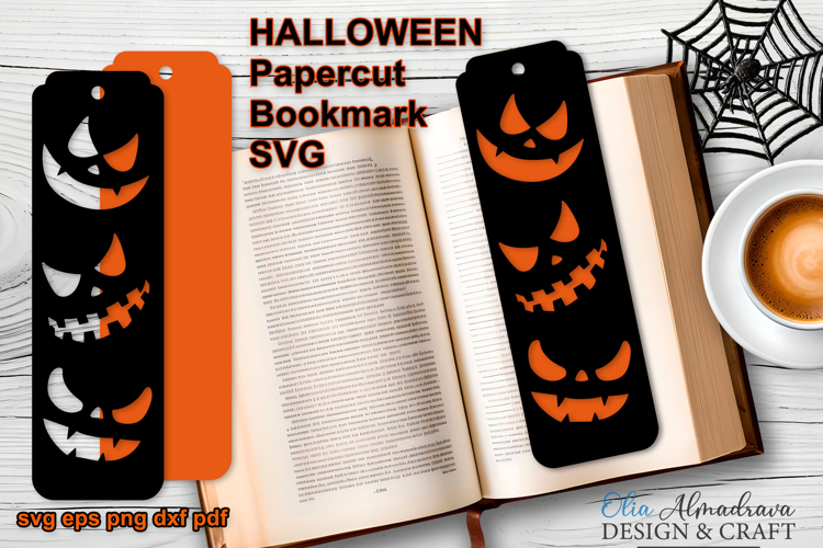 HALLOWEEN Bookmark Papercut Template|Bookmark Pumpkin Svg