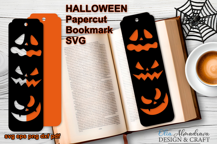 HALLOWEEN Bookmark Papercut Template Svg|Bookmark Pumpkins