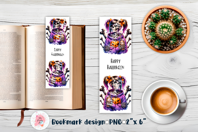 Halloween Bookmark Sublimation Design PNG | Skull Design PNG